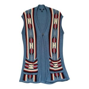 CHAPS Women's Southwest Aztec Western Knit Sweater Vest Size Medium Petite